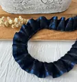 Garniture plissée en satin bleu marine et dentelle noire pour bricolage manuel - Marine et Noir