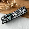 Ruban noir avec motifs d'étoiles et de lune holographiques argentés pour le bricolage - Noir