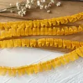 Yellow pleated ruffle lace trim for DIY dress hem and handmade sewing accessories - Orange No. 7 5 Meters Long Approximately 1.2-1.3 Centimeters Wide.