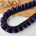 Ruban plissé violet foncé avec dentelle noire pour accessoires de cheveux DIY et artisanat - Violet Magique et Noir