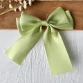Lazo de satén verde claro de doble capa con cintas para decoración de bolsos DIY - 10 cm x 10 cm / Verde Fruta