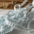 Blue and white checkered lace trim with scalloped edges for DIY sewing and dress decorating - No.4 Elastic Gingham (A) / White Blue