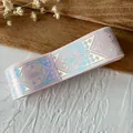 Light pink decorative ribbon with holographic laser star patterns for DIY crafts - Peach Pink