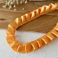 Pleated apricot satin ribbon trim with ruffle lace for DIY dress hem clothing accessories - Orange Size 2 3 Meters Long 2.5 Cm Wide Single Side