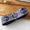Deep purple chessboard ribbon with silver foil chess pieces and stars for DIY crafts - Magic Purple