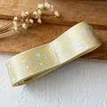 Ruban de satin jaune avec motif d'étoiles laser pour bricolage et cadeaux - Jaune
