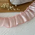 Pink ruffled organza ribbon with pearl finish for DIY craft and doll dress decorating - No.22 Korean Pink