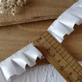 Ruban de satin blanc plissé 4,5cm dentelle froncée pour couture DIY et décor de poupée - Blanc