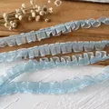 Light blue pleated organza lace trim with ruffled edge for DIY dress sewing projects - Width Approx 1.3-1.5cm Length 5m / Light Blue