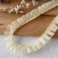 Pleated light yellow organza lace trim for DIY sewing and dress hem decoration - Light Yellow Strip Style 13 (A-13)