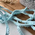 Light blue pom pom lace trim for DIY crafts and decorative garment sewing projects - Width Approx 1cm Length 5m / Light Blue