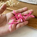 Cinco lazos de cinta de raso rosa fuerte para accesorios para el pelo hechos a mano - Mini Lazo (0,3 cm de Ancho) / Rosa Rojo