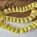 Yellow and white gingham pleated ruffle lace trim for DIY sewing and dress decoration - Yellow White Check Style 17 (A-17)