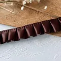 Dark brown pleated satin ribbon trim with elegant box pleats for DIY sewing projects - Coffee Box Pleat Style 23 (A-23)