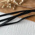 Polka dot satin ribbon for DIY doll clothes and Lolita craft accessories in black - Black-Double Sided Polka Dot / Width 0.6cm
