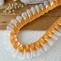 Orange and white pleated lace ribbon with ruffled satin for DIY sewing and dress trim - Orange White Patch Style 24 (A-24)