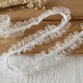 Elegant white pleated lace trim with embroidered edges for DIY sewing and clothing crafts - Hollow Embroidered Lace (Style-25) / White