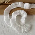 White pleated satin ribbon lace trim for DIY doll clothes and handmade crafts décor - White