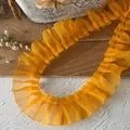 Pleated ginger yellow organza lace trim for DIY skirt hem and clothing accessories - Orange Size 4 Approximately 3 Meters Long And 4 Centimeters Wide.