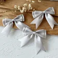 Dreiteiliges Set silbergrauer Satin-Schleifen im Doppel-Design für DIY-Accessoires - Doppellagige Schleife / 5 Stück/Packung (2.5cm Bandbreite) / Wassermelonenrot