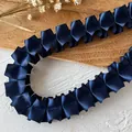Navy blue pleated satin lace trim for DIY garment sewing and decorative dress hem - Width Approx 2.5cm Length 3m Double Edge / Navy Blue
