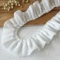 White chiffon pleated lace trim with single edge ruffles for DIY sewing and clothing - Single Edged Pleat Chiffon (Style-29) / White