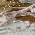 Elastic light pink ruffled lace trim for DIY doll clothes and Lolita dress accessories - No.13 Narrow Elastic Pink / Pink