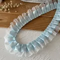 Light blue pleated satin ribbon with white organza ruffle for DIY clothing decoration - Width Approx 4cm Length 3m / Light Blue