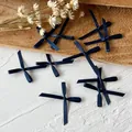 Handgefertigte dunkelblaue Satinschleife für DIY-Kleidung und Haarschmuckzubehör - Mini-Schleife / 10 Stück/Packung (0.3cm Bandbreite) / Transparent