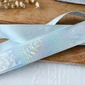 Light blue magic theme ribbon with holographic stars and moons for DIY craft hairbows - Light Blue