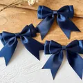 Drei dunkelblaue Satin-Schleifen doppellagig für Bastelarbeiten und Haarschmuck-Zubehör - Doppellagige Schleife / 5 Stück/Packung (2.5cm Bandbreite) / Lotosrosa