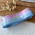Paarsblauw verlooplint met holografische zilveren vlinder- en maanpatronen voor DIY-crafts - Lengte 4,5m, Breedte 2,5cm / Fenlan (Roze Blauw Gradiënt)