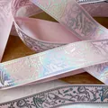 Cinta rosa con motivos mágicos láser plateados para proyectos de accesorios DIY - Estándar / Rosa Melocotón