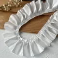 Elegant white pleated satin ribbon trim for DIY sewing and handcrafted decoration - White