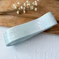 Light blue holographic magic themed ribbon with witch hats and stars for DIY crafting - Mint Green