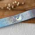 Nastro blu con motivo olografico di balena e onde per decorazioni artigianali fai-da-te - Celeste