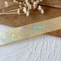 Holographic laser ribbon with floral patterns for DIY handmade craft decoration - Yellow