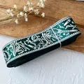 Deep green wizard themed ribbon with white potion and bat patterns for DIY crafts - Dark Green