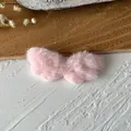 Handmade pink plush wing accessory for DIY Lolita fashion crafts on dark wood - No.13 Single Sided Plush Wings / Pink