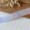 Detail of purple laser-stamped ribbon with butterfly and rose gothic patterns - Butterfly Candelabra Style / 18 Meters (Width approx. 2.5cm) / Light Purple