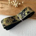 Black ribbon with gold celestial patterns featuring stars and moons for DIY crafts - Length 4.5m Width 2.5cm / Black Base Gold Print
