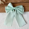 Lazo de satén verde menta de doble capa con cintas largas para bolsos y accesorios - 10 cm x 10 cm / Verde menta