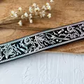 Black ribbon with holographic magic potion and witch hat prints for DIY craft projects - Black