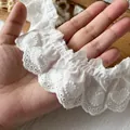 Encaje de algodón blanco con bordado de corazón y bordes festoneados para ropa artesanal - Corazón Blanco / 1 Metro