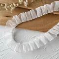 White organza ruffled lace trim with pleated design for DIY sewing and doll dress making - Accordion Pleat Organza (Style-08) / White