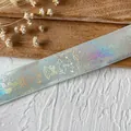 Detailed holographic laser patterns with butterfly bows on light blue decorative ribbon - Snake King (Silver Pattern) / Mint Green