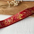 Nastro rosso scuro con farfalla e cielo stellato in lamina d'oro per artigianato DIY - Rosso Oro Farfalla Stella