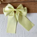 Lazo de satén de doble capa amarillo pálido con textura sedosa y cintas largas y fluidas - 10 cm x 10 cm / Amarillo Brillante