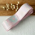 Detailed view of pink holographic magic circle ribbon for DIY handmade crafting - A Peach-pink Plain Silver "magic Vase" 4.5 Meters Long And Approximately 2.5 Cm Wide.