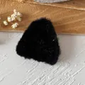 Furry black plush triangle accessory with soft faux fur texture for DIY craft projects - Black Cat Ears